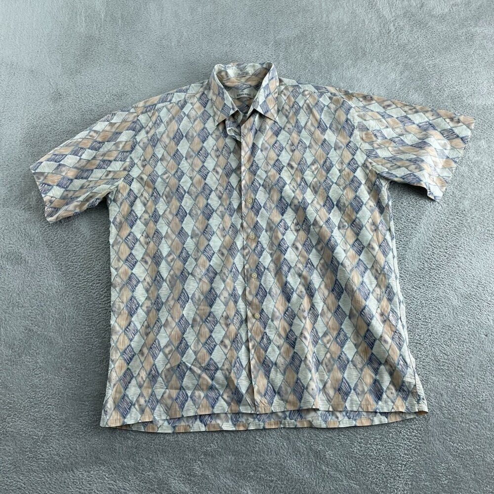 Burma Bibas Mens Diamond Pattern Cotton Shirt L    5550